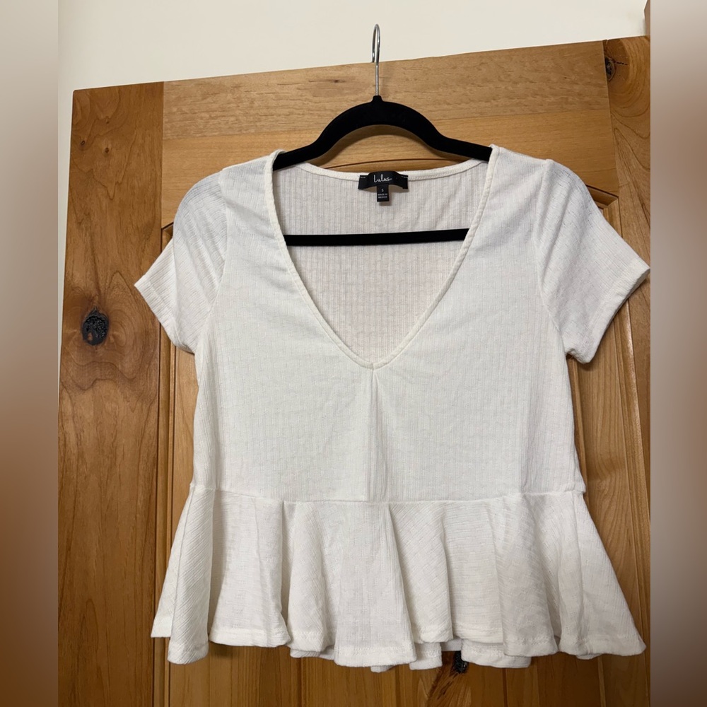 Lulus cotton White Peplum Top